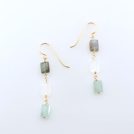 Mixed Gemstone Triple Drop Earrings J.Mills Studio