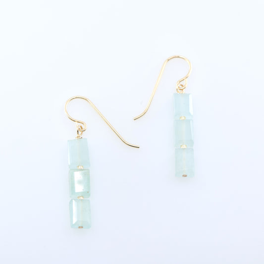 Milky Aquamarine Rectangle Stack Earrings J.Mills Studio