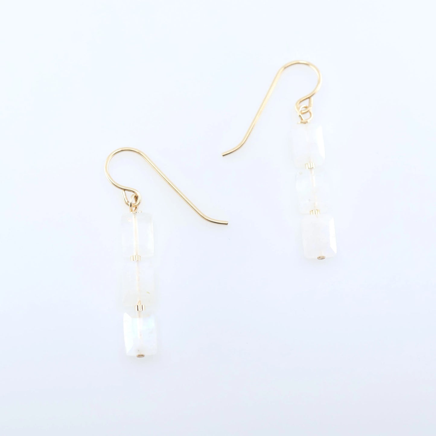 Rainbow Moonstone Rectangle Stack Earrings J.Mills Studio