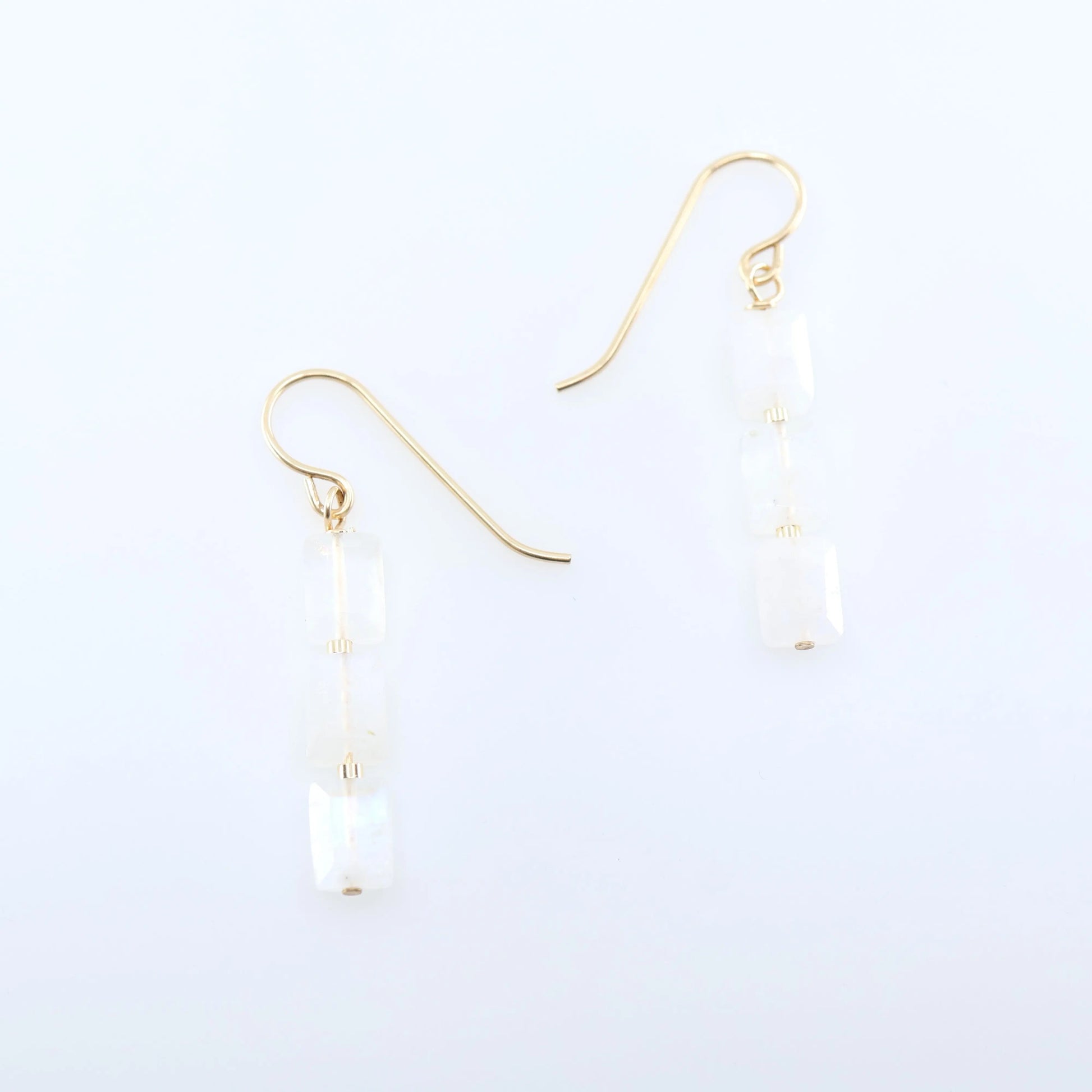 Rainbow Moonstone Rectangle Stack Earrings J.Mills Studio