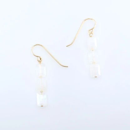 Rainbow Moonstone Rectangle Stack Earrings J.Mills Studio