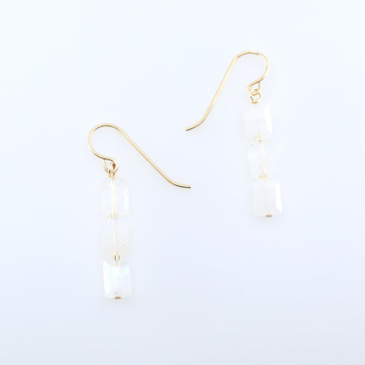Rainbow Moonstone Rectangle Stack Earrings J.Mills Studio