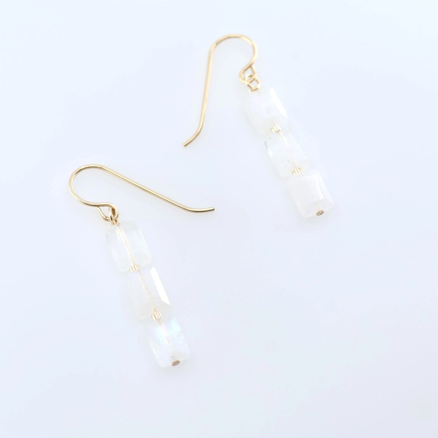 Rainbow Moonstone Rectangle Stack Earrings J.Mills Studio