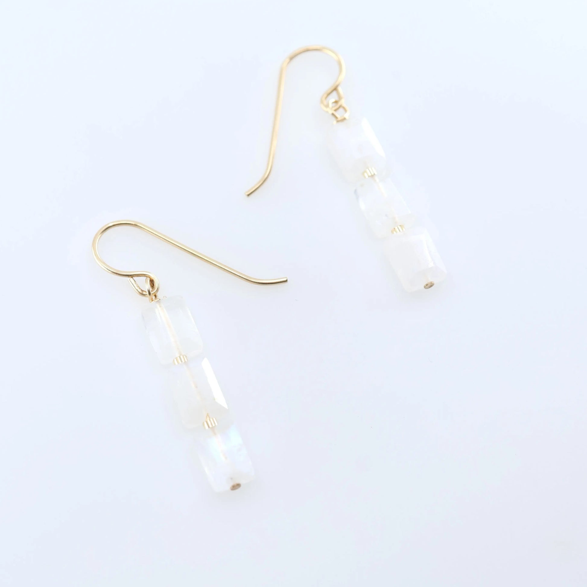 Rainbow Moonstone Rectangle Stack Earrings J.Mills Studio