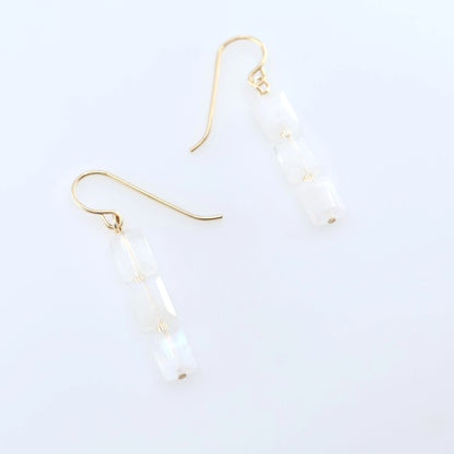 Rainbow Moonstone Rectangle Stack Earrings J.Mills Studio