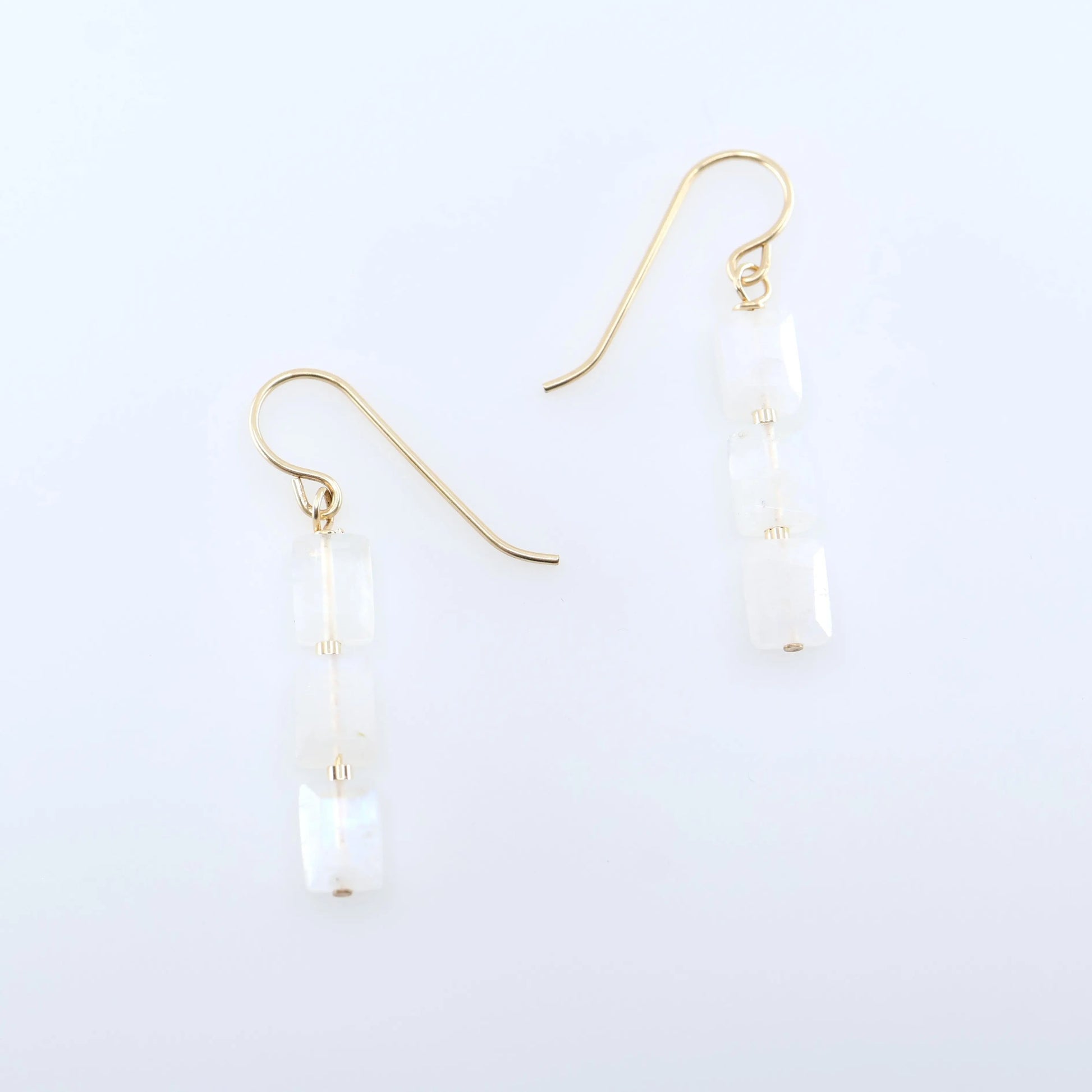 Rainbow Moonstone Rectangle Stack Earrings J.Mills Studio