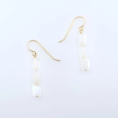 Rainbow Moonstone Rectangle Stack Earrings J.Mills Studio