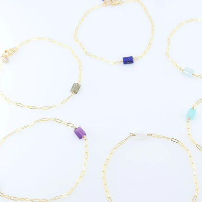Single Rectangle Cut Gemstone Bracelet J.Mills Studio