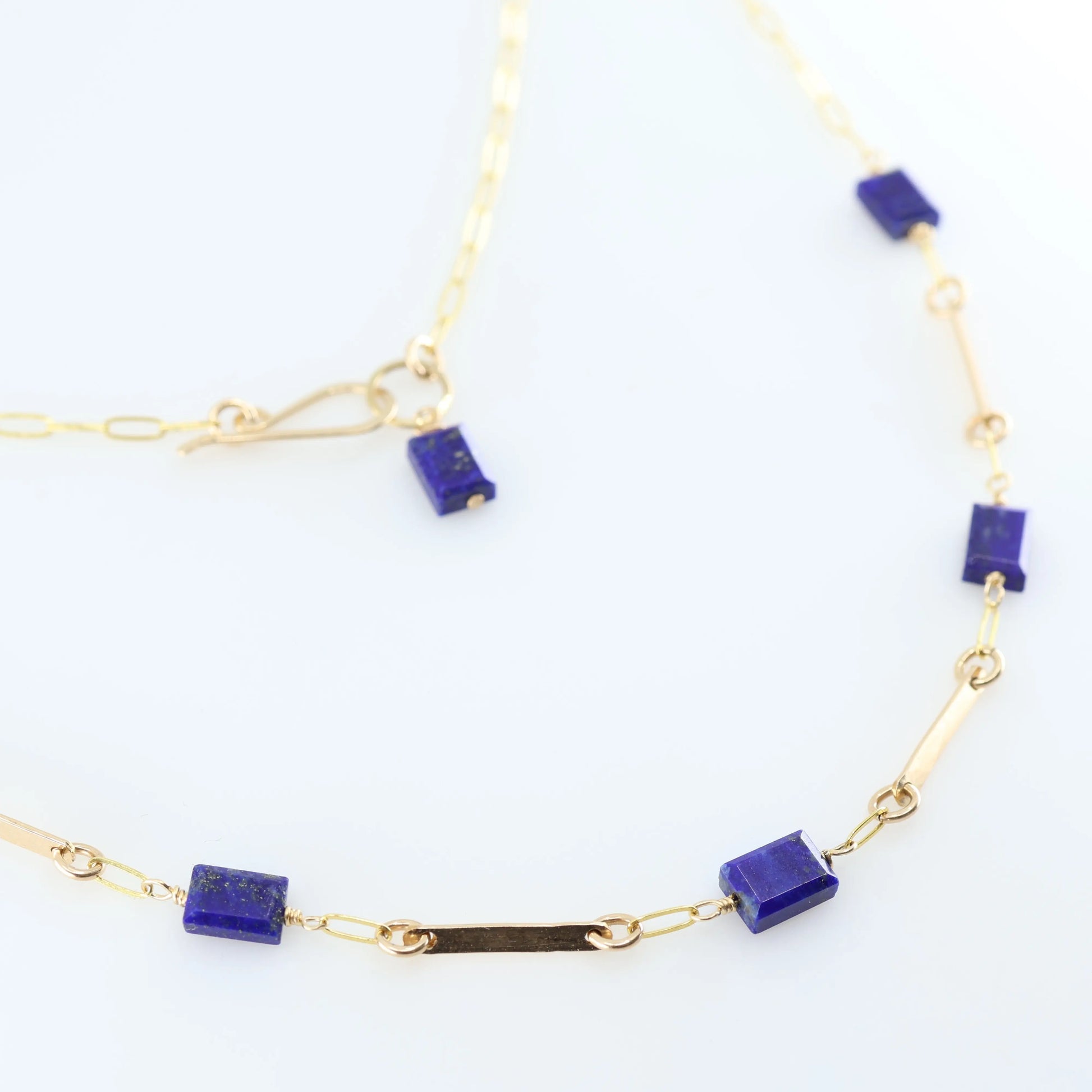 Forged Bar and Rectangle Lapis Lazuli Gemstone Necklace J.Mills Studio