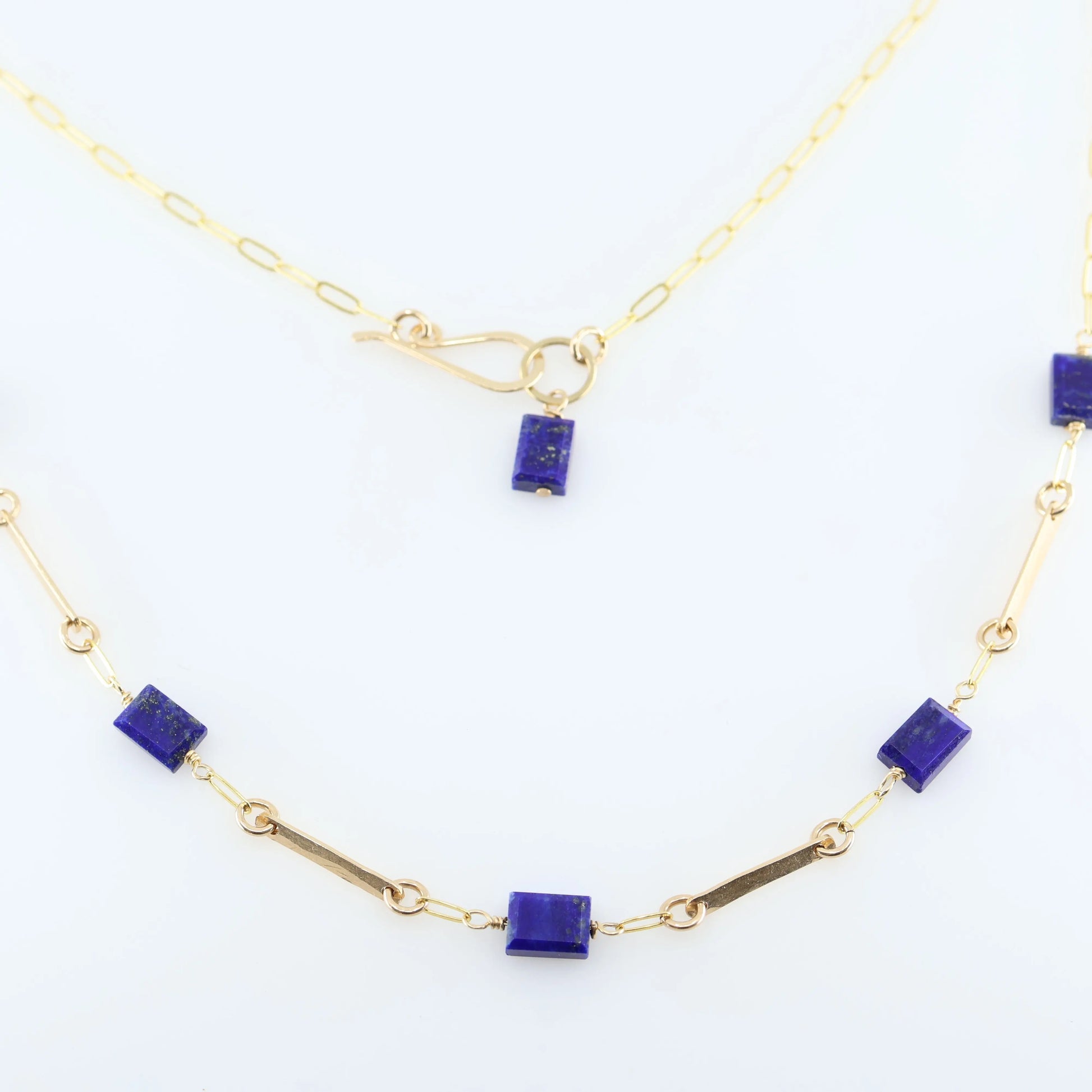Forged Bar and Rectangle Lapis Lazuli Gemstone Necklace J.Mills Studio