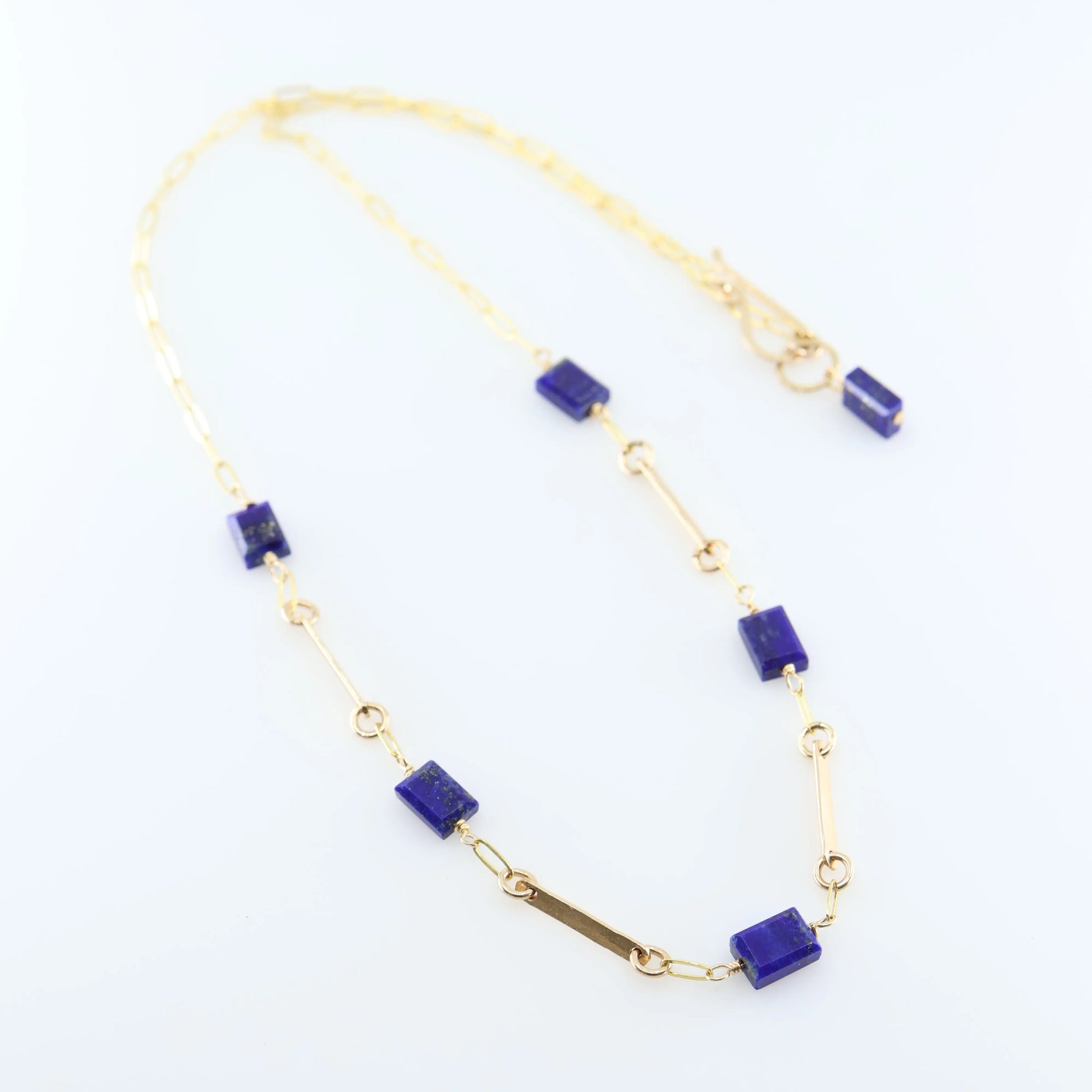 Forged Bar and Rectangle Lapis Lazuli Gemstone Necklace J.Mills Studio