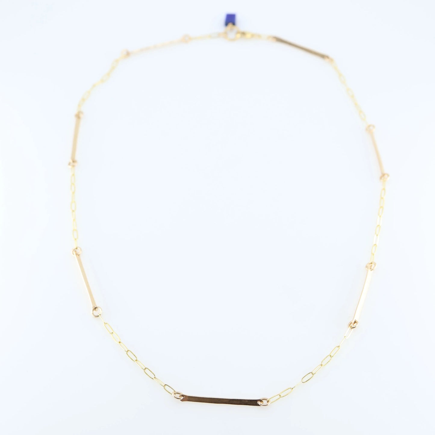 Forged Bar and Paperclip Chain Necklace with Lapis Lazuli Accent J.Mills Studio