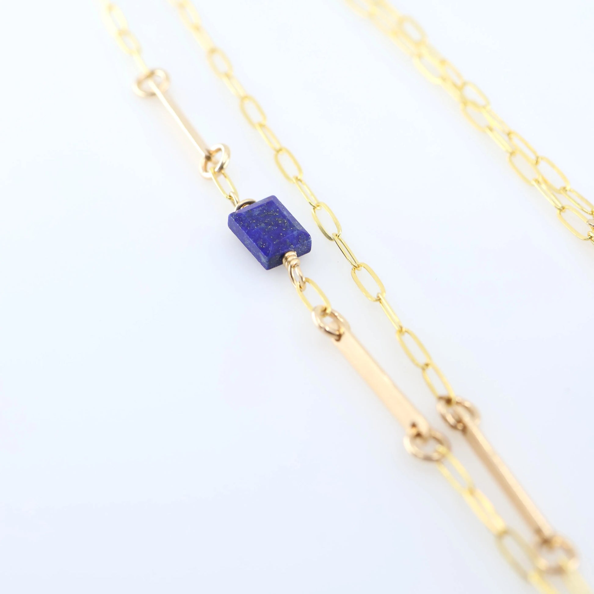 Lapis Lazuli Marquis Cut Gemstone Necklace with Asymmetrical Gemstone and Forged Accent J.Mills Studio