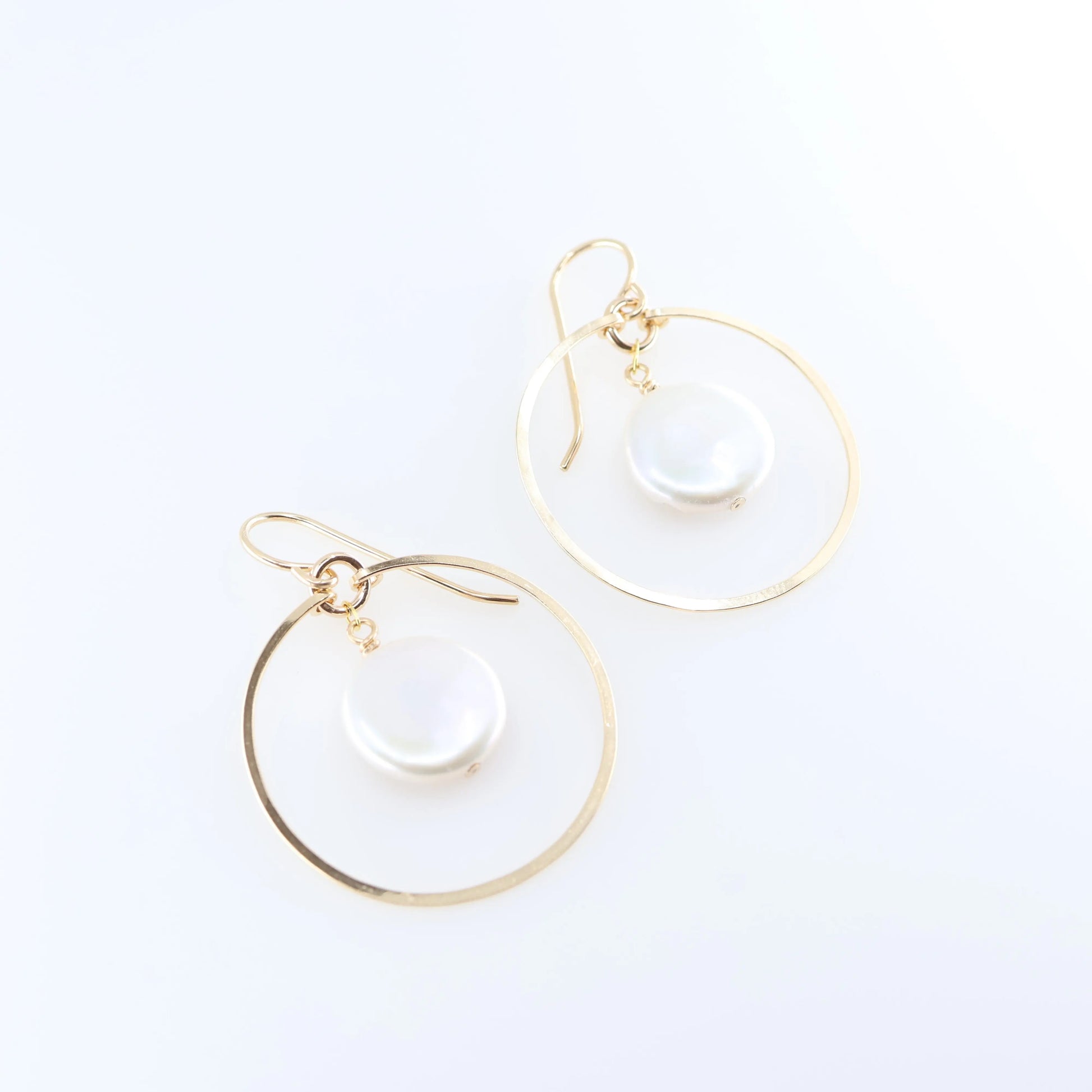 Forged Circle Earrings with Center Stone, 2 Options J.Mills Studio
