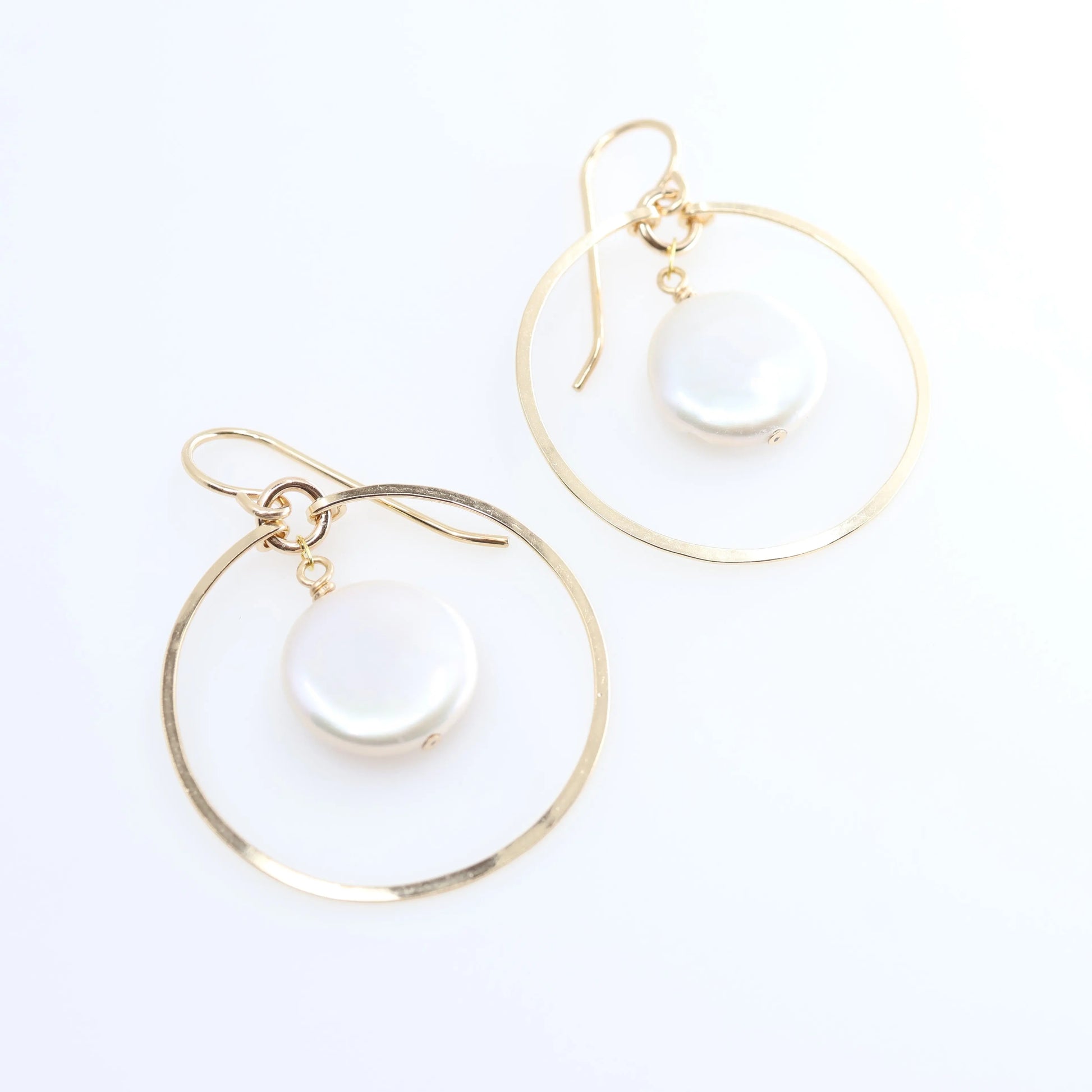 Forged Circle Earrings with Center Stone, 2 Options J.Mills Studio
