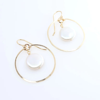 Forged Circle Earrings with Center Stone, 2 Options J.Mills Studio