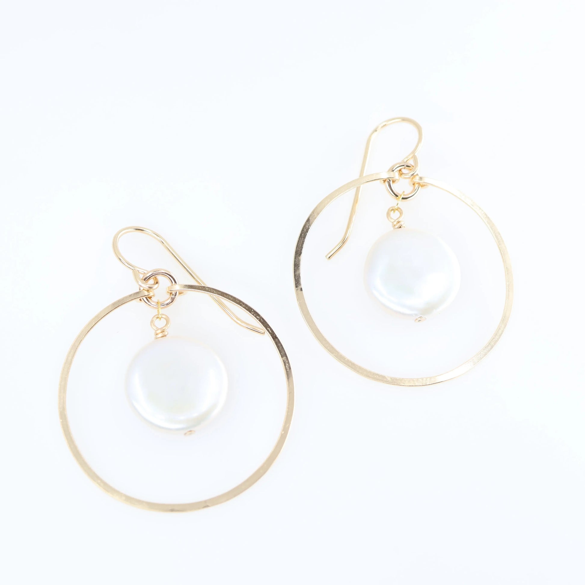 Forged Circle Earrings with Center Stone, 2 Options J.Mills Studio
