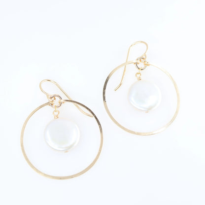 Forged Circle Earrings with Center Stone, 2 Options J.Mills Studio