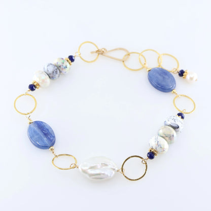 AB Dendrite Opal and Kyanite Mixed Gemstone Bracelet J.Mills Studio