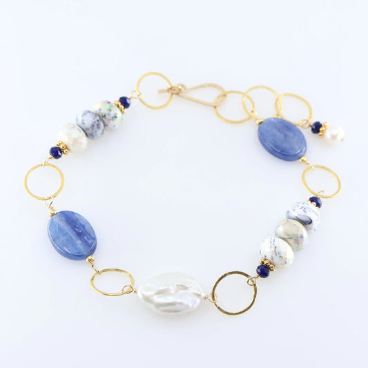 AB Dendrite Opal and Kyanite Mixed Gemstone Bracelet J.Mills Studio