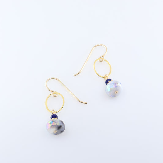Oval Link Earrings with AB Dendrite Opal