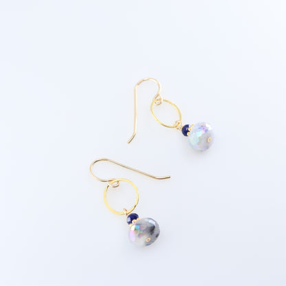 Oval Link Earrings with AB Dendrite Opal