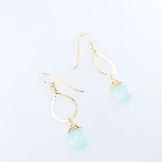 Forged Teardrop Earrings with Aqua Chalcedony J.Mills Studio
