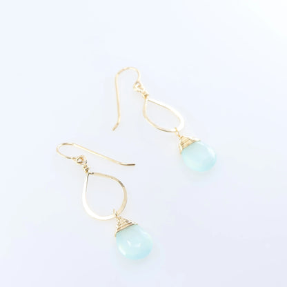 Forged Teardrop Earrings with Aqua Chalcedony J.Mills Studio