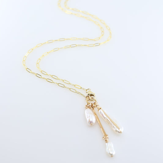 Freshwater Biwa Pearl Cascade Necklace J.Mills Studio