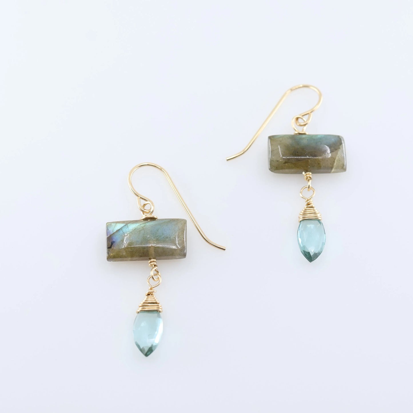 Labradorite and Aquamarine Drop Earrings J.Mills Studio