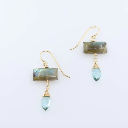 Labradorite and Aquamarine Drop Earrings J.Mills Studio