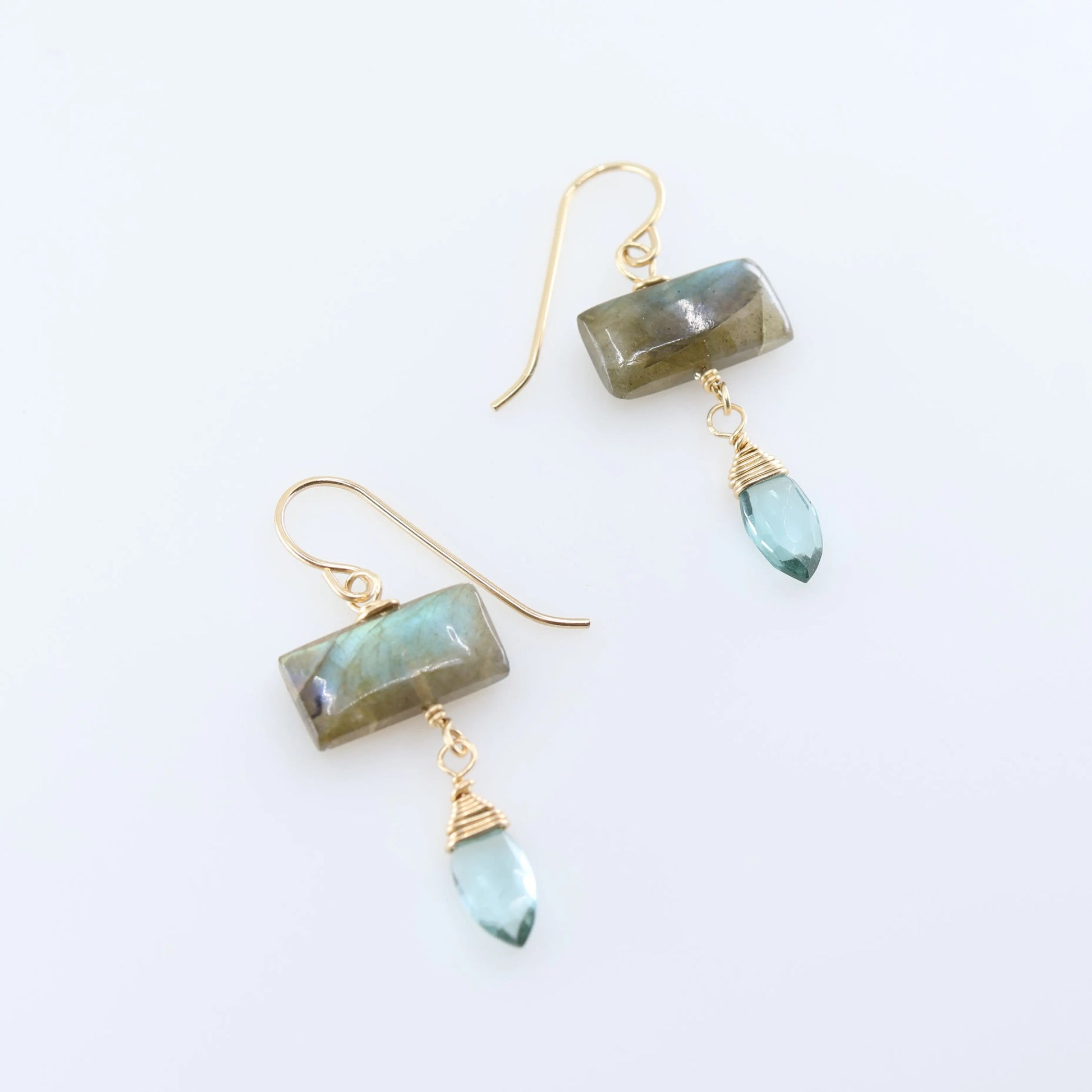 Labradorite and Aquamarine Drop Earrings J.Mills Studio