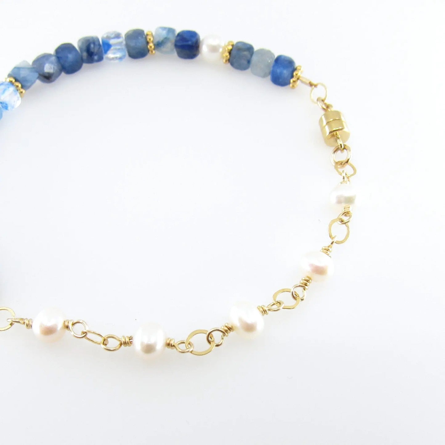 Kyanite and Freshwater Pearl Bracelet J.Mills Studio