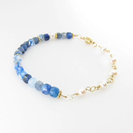 Kyanite and Freshwater Pearl Bracelet J.Mills Studio