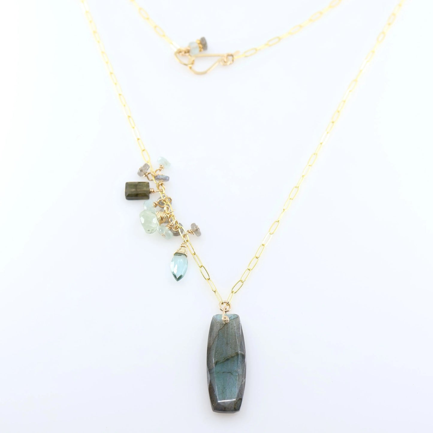 Luminous Labradorite Necklace with Asymmetrical Gemstone Cluster J.Mills Studio