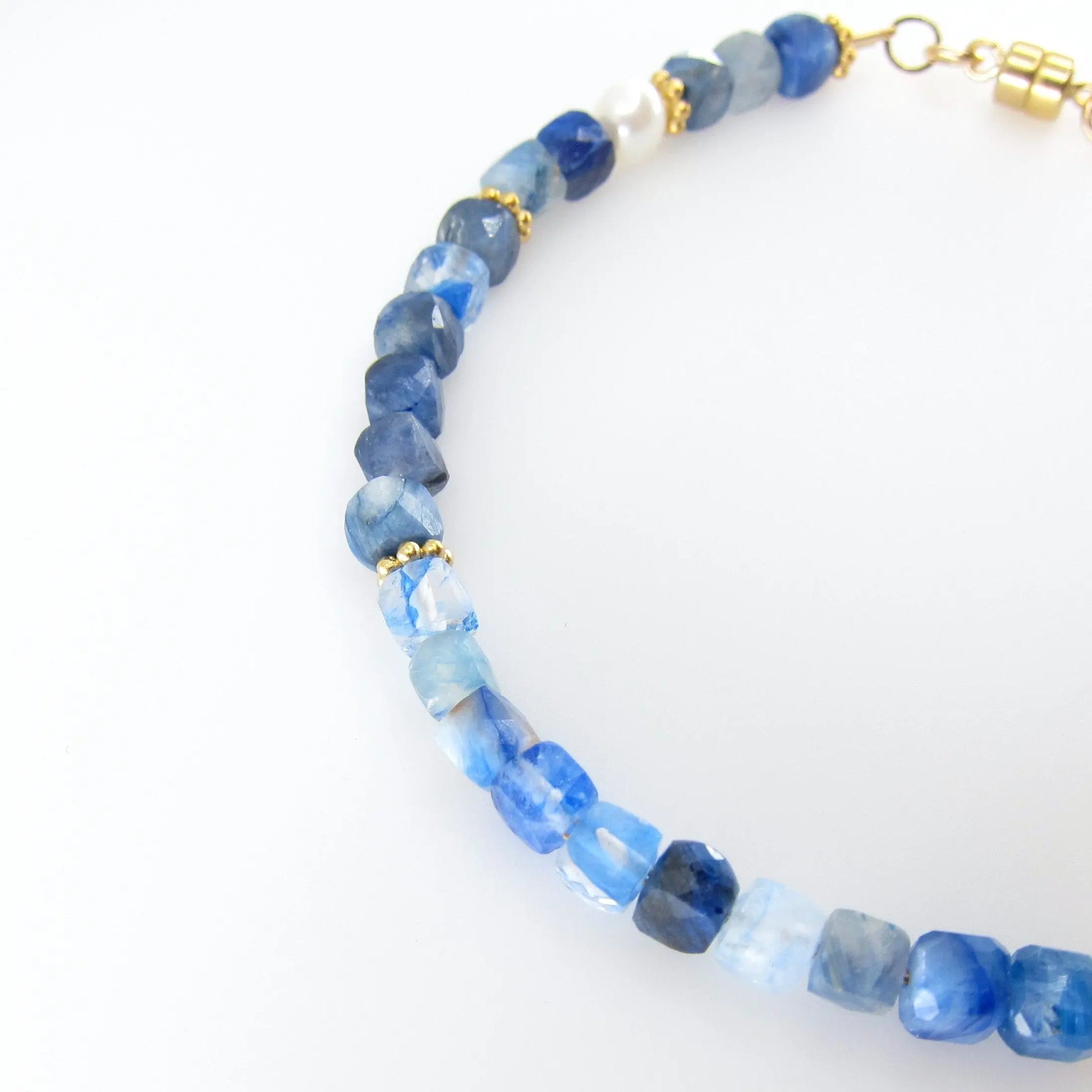 Kyanite and Freshwater Pearl Bracelet J.Mills Studio