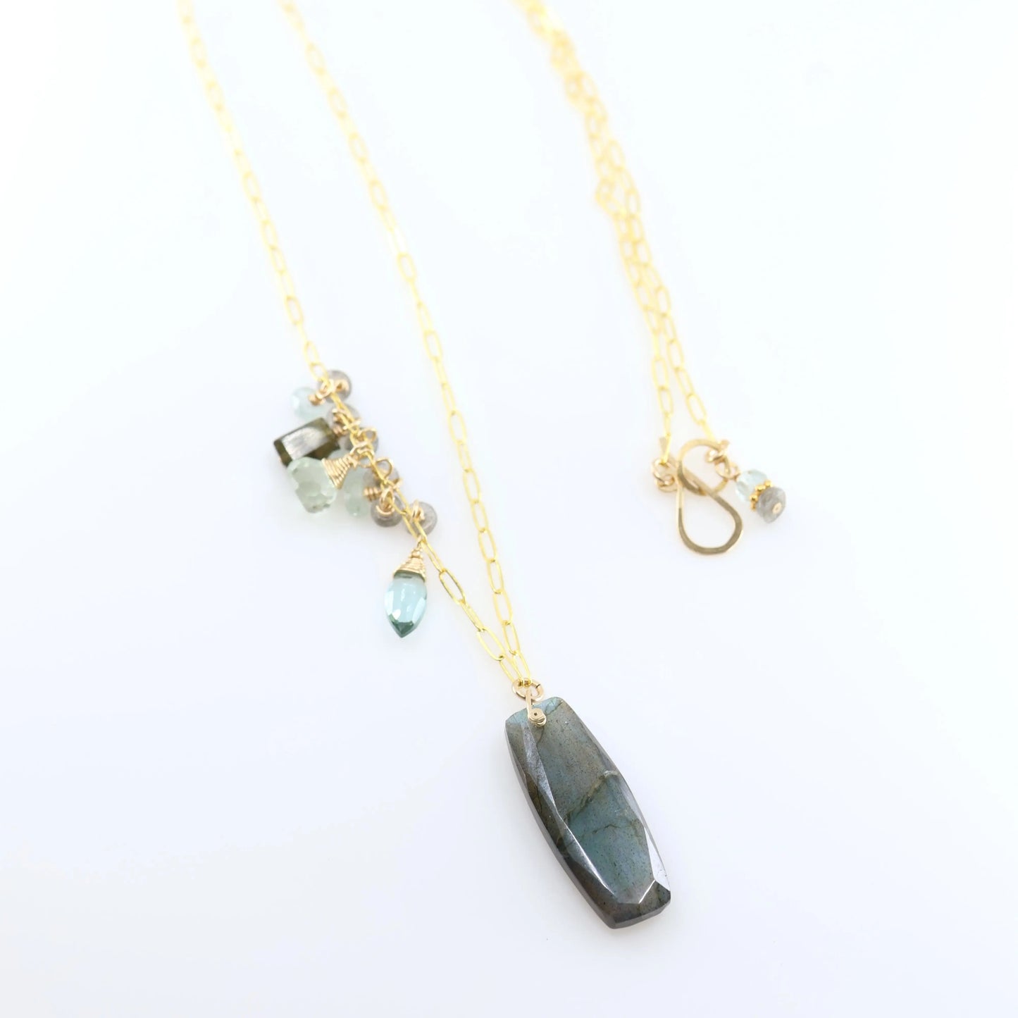 Luminous Labradorite Necklace with Asymmetrical Gemstone Cluster J.Mills Studio