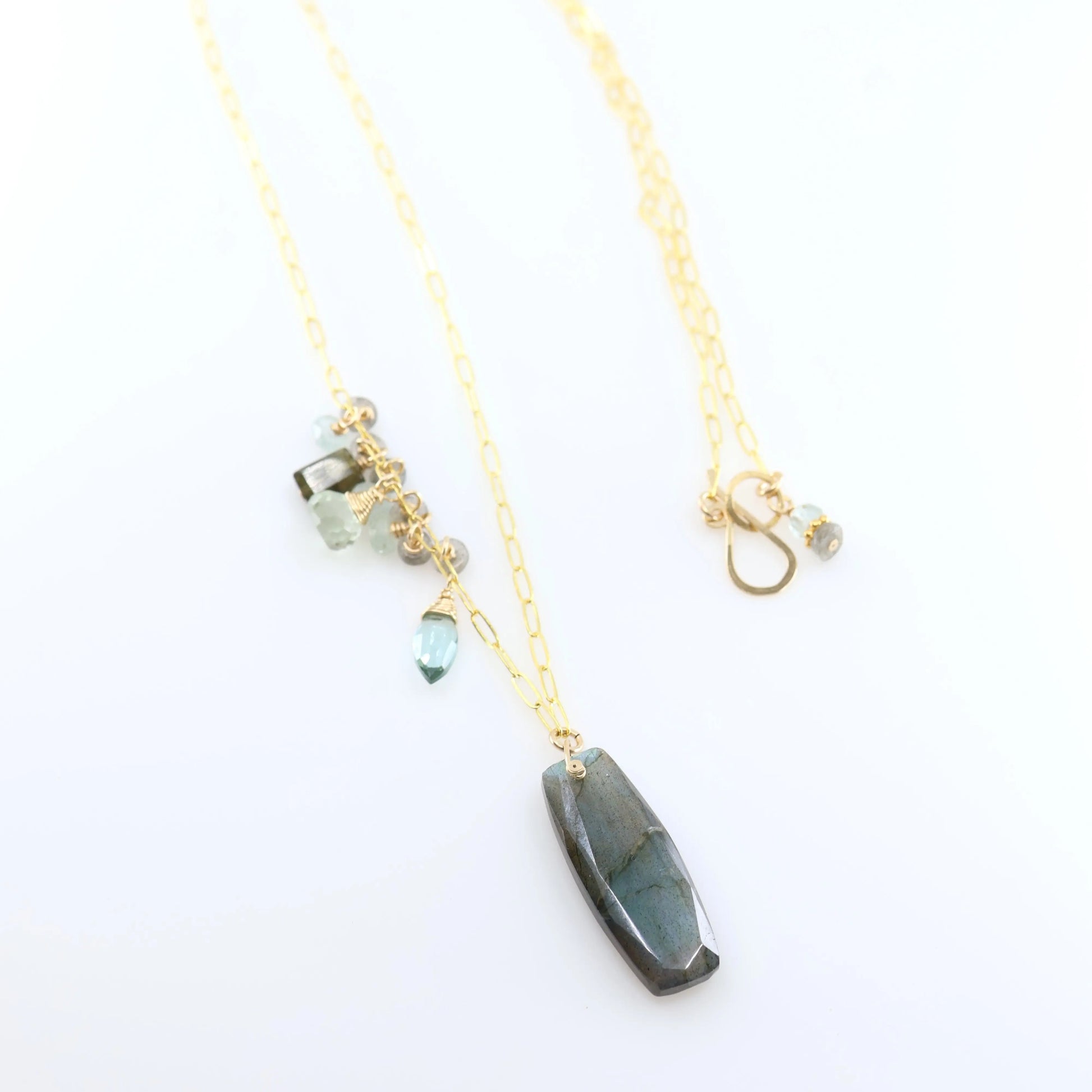 Luminous Labradorite Necklace with Asymmetrical Gemstone Cluster J.Mills Studio