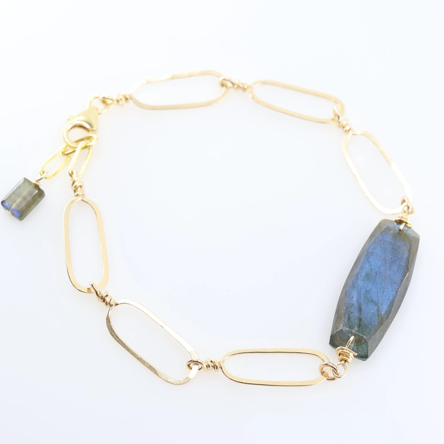 Luminous Labradorite and Forged Paperclip Link Bracelet J.Mills Studio