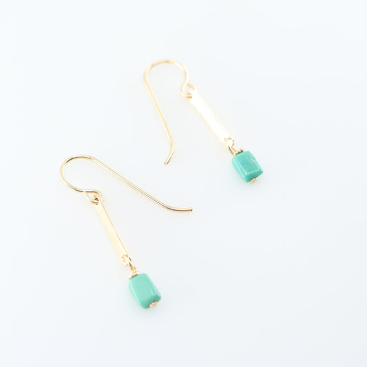 Forged Bar Earrings with Turquoise J.Mills Studio