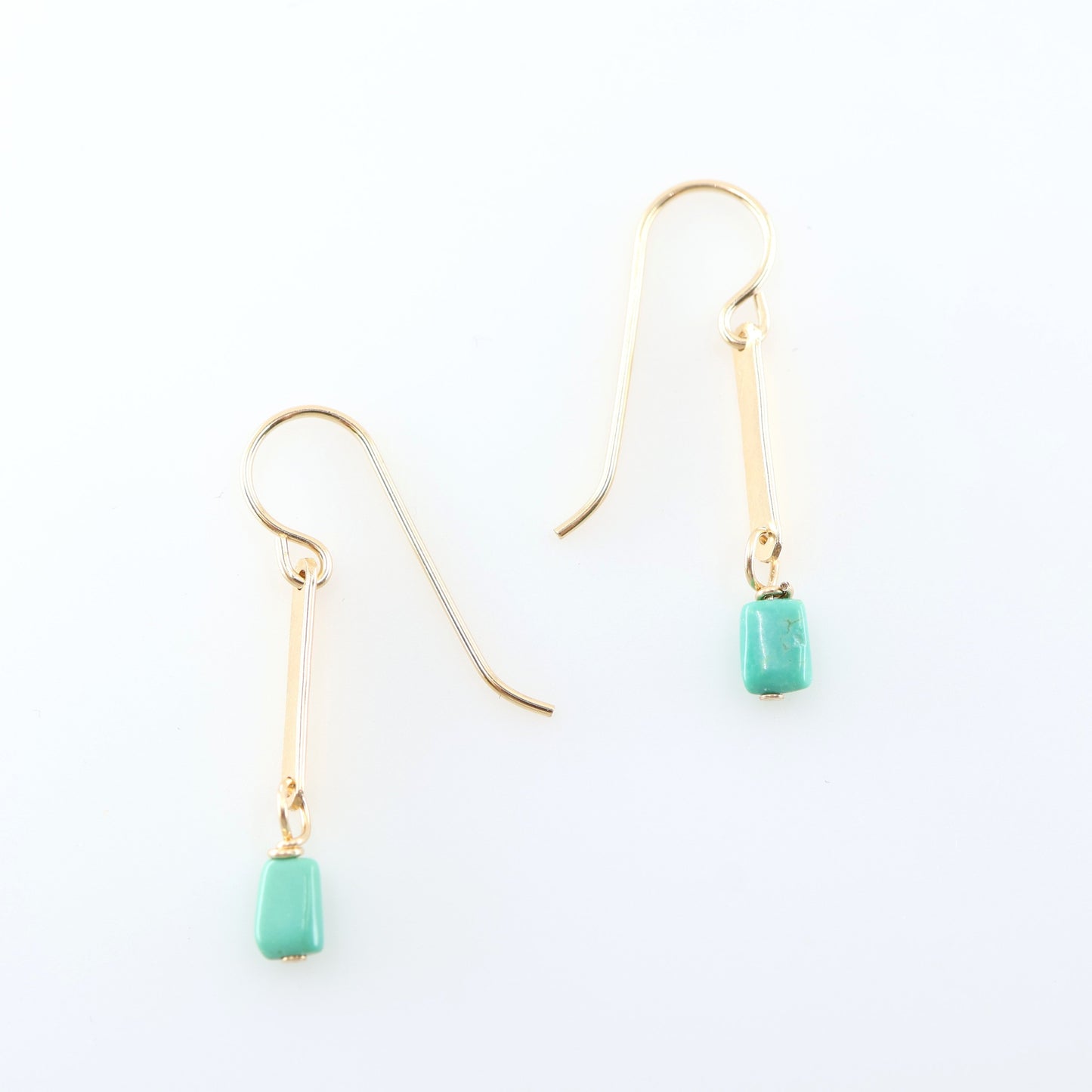 Forged Bar Earrings with Turquoise J.Mills Studio