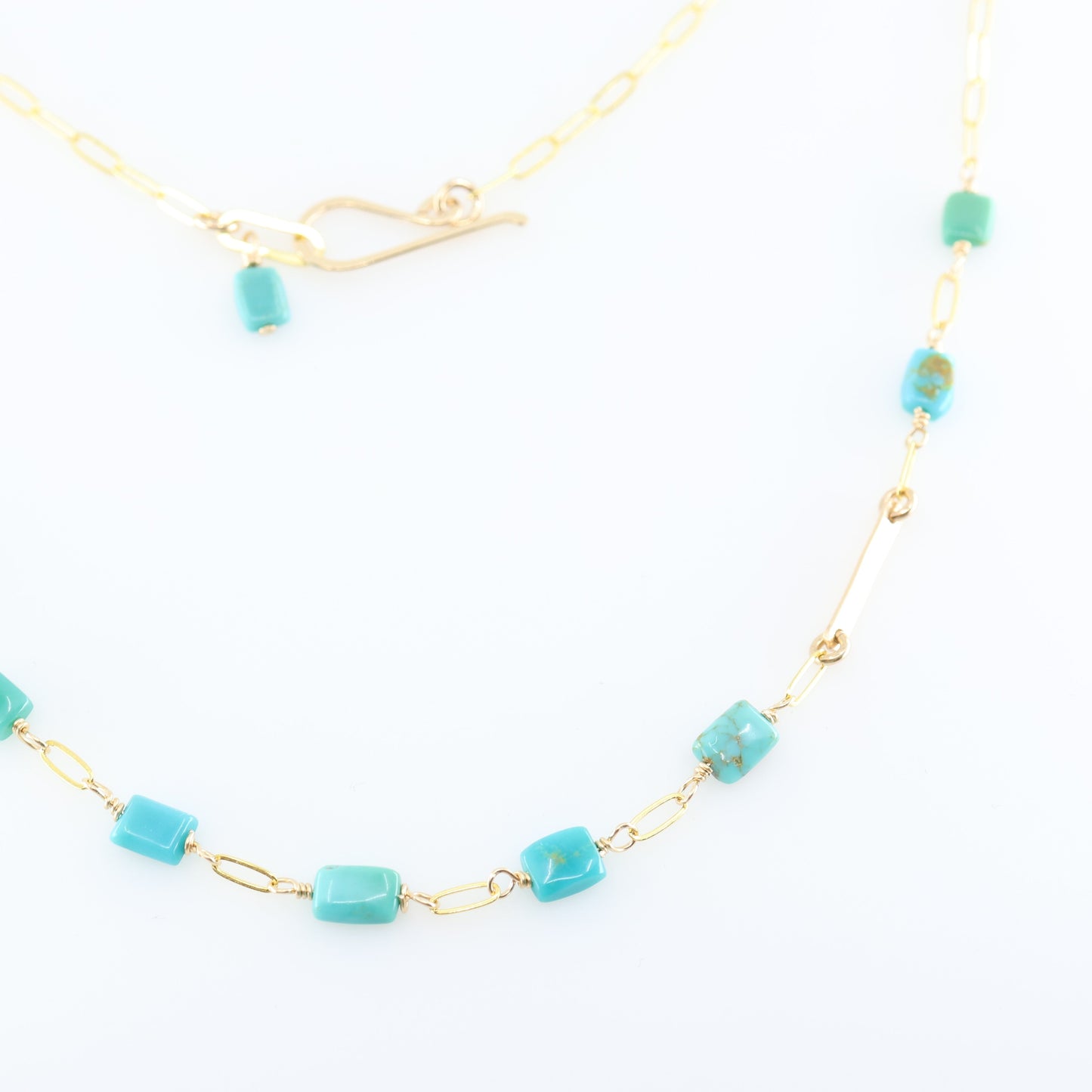 Forged Bar and Rectangle Turquoise Gemstone Necklace J.Mills Studio