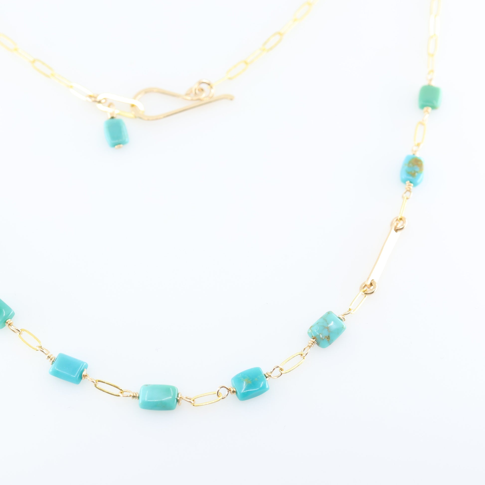 Forged Bar and Rectangle Turquoise Gemstone Necklace J.Mills Studio