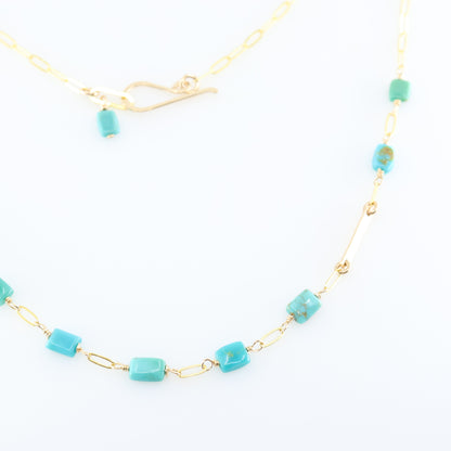 Forged Bar and Rectangle Turquoise Gemstone Necklace J.Mills Studio