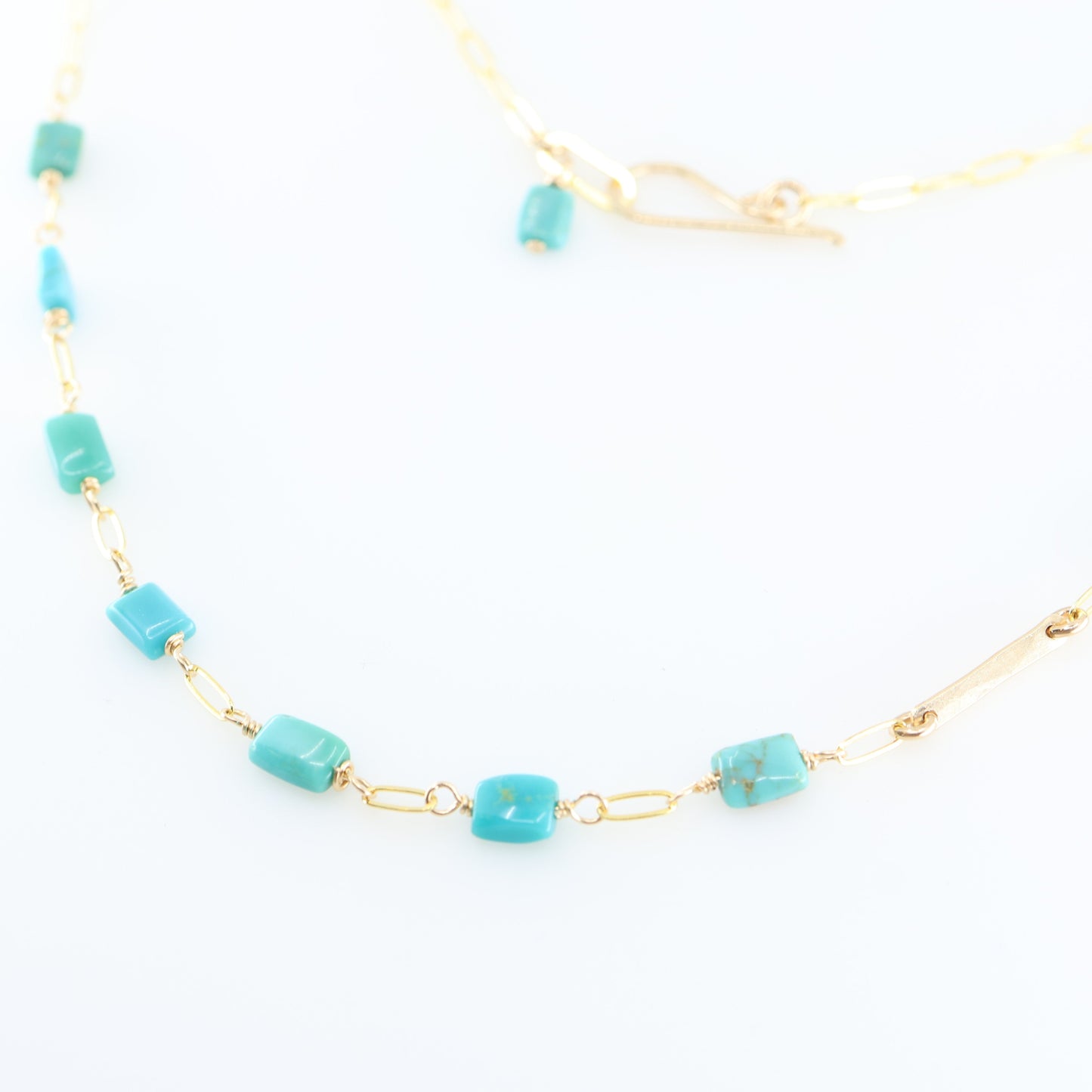 Forged Bar and Rectangle Turquoise Gemstone Necklace J.Mills Studio