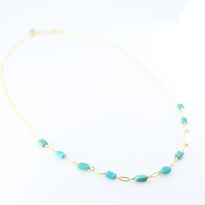 Forged Bar and Rectangle Turquoise Gemstone Necklace J.Mills Studio