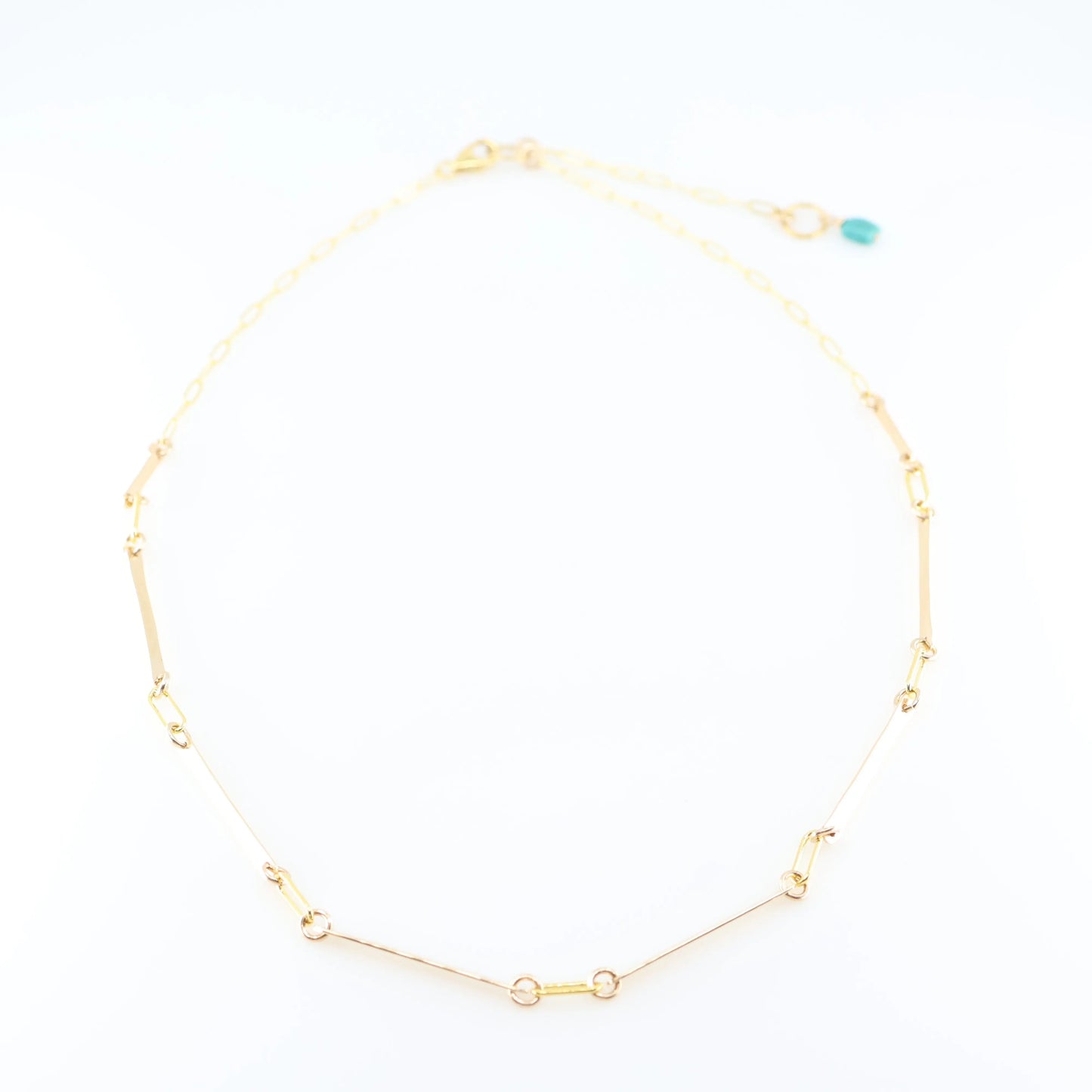 Hand Forged Bar Necklace with Rectangle Turquoise Accent J.Mills Studio