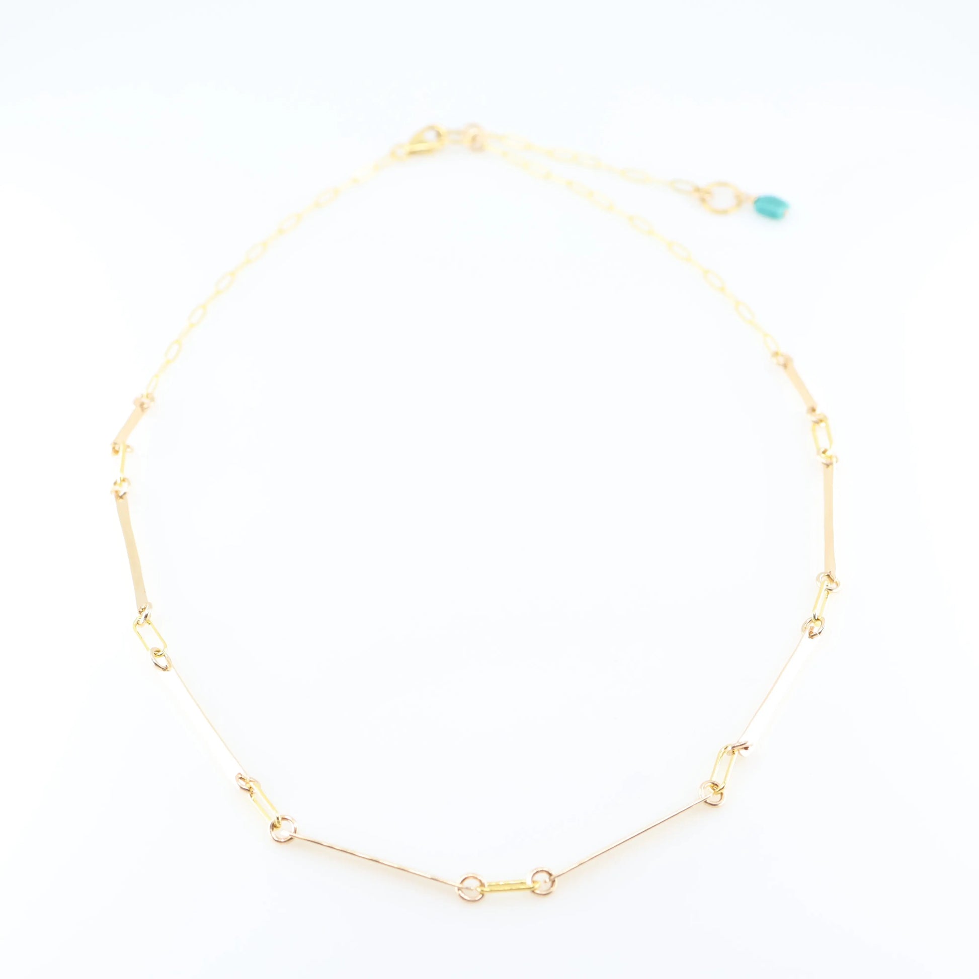 Hand Forged Bar Necklace with Rectangle Turquoise Accent J.Mills Studio