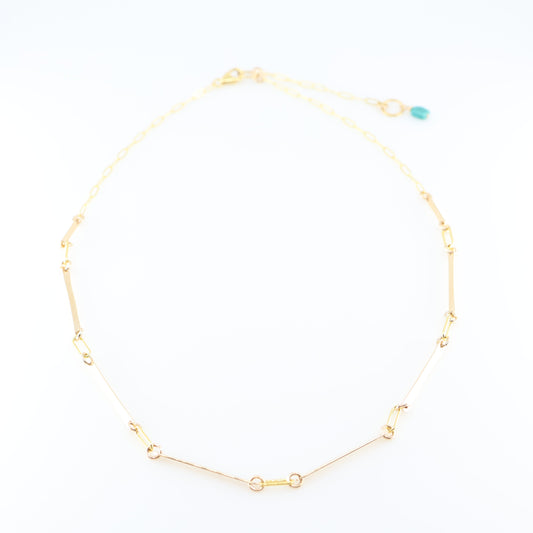 Hand Forged Bar Necklace with Rectangle Turquoise Accent J.Mills Studio