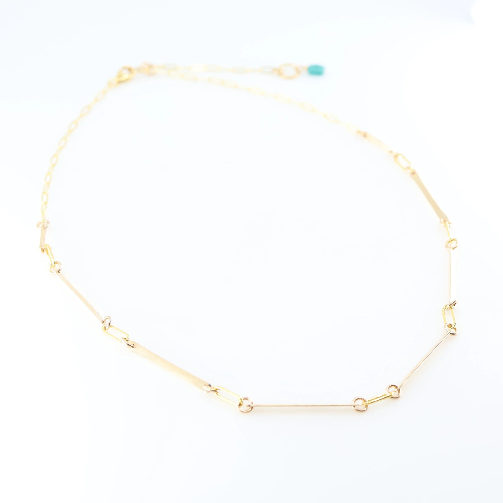 Hand Forged Bar Necklace with Rectangle Turquoise Accent J.Mills Studio